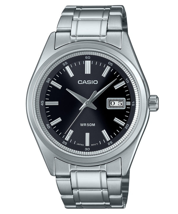 Reloj Casio Standard analógico de acero inoxidable con esfera negra y cuarzo MTP-B180D-1A1V para hombre