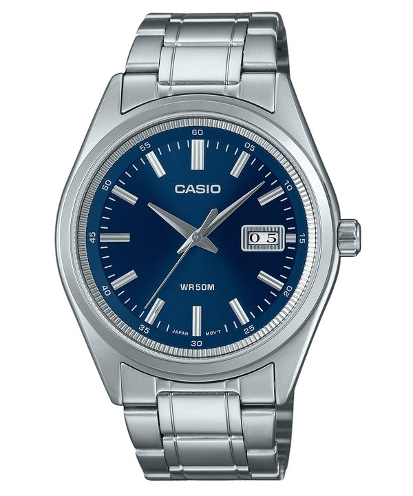 Reloj Casio Standard analógico de acero inoxidable con esfera azul y cuarzo MTP-B180D-2AV para hombre