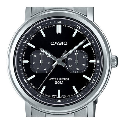 Reloj Casio estándar analógico de acero inoxidable con esfera negra y cuarzo MTP-E335D-1EV para hombre