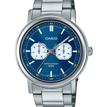 Reloj Casio estándar analógico de acero inoxidable con esfera azul y cuarzo MTP-E335D-2E1V para hombre