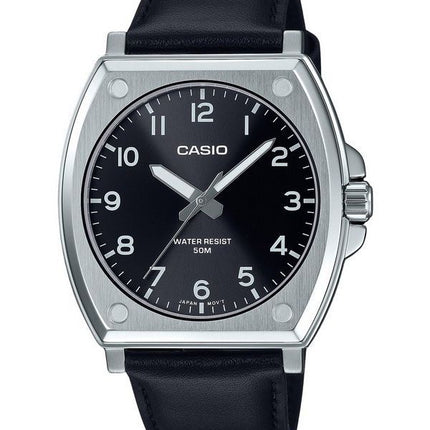 Reloj Casio MTP-E730L-1AV de cuarzo con esfera negra y correa de cuero analógica estándar para hombre