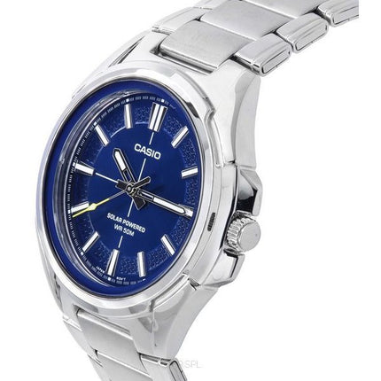 Reloj Casio estándar analógico de acero inoxidable con esfera azul Solar MTP-RS100D-2A para hombre