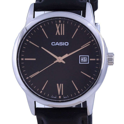 Reloj Casio de cuarzo analógico de acero inoxidable con esfera negra MTP-V002L-1B3 MTPV002L-1 para hombre