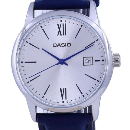 Reloj Casio de cuarzo analógico de acero inoxidable con esfera plateada MTP-V002L-2B3 MTPV002L-2 para hombre