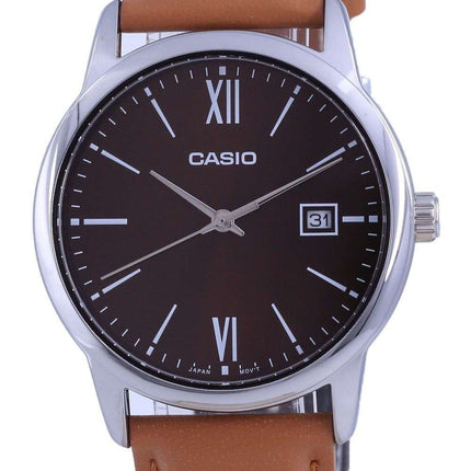 Reloj Casio Maroon Dial de acero inoxidable analógico de cuarzo MTP-V002L-5B3 MTPV002L-5 para hombre