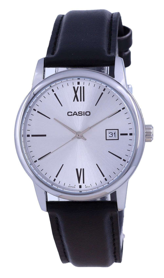 Reloj Casio de cuarzo analógico de acero inoxidable con esfera plateada MTP-V002L-7B3 MTPV002L-7 para hombre