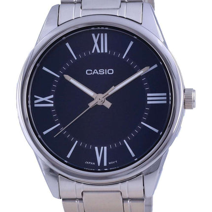 Reloj Casio de cuarzo analógico de acero inoxidable con esfera azul MTP-V005D-2B5 MTPV005D-2 para hombre