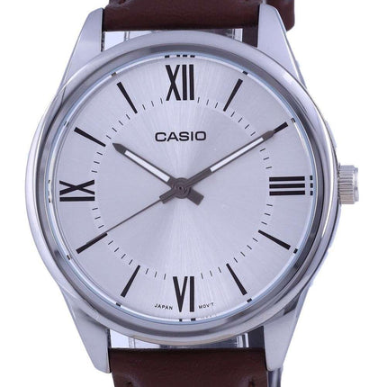 Reloj Casio de cuarzo analógico de acero inoxidable con esfera plateada MTP-V005L-7B5 MTPV005L-7 para hombre