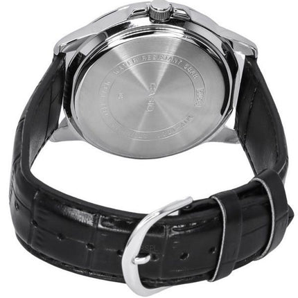 Reloj Casio estándar analógico con correa de cuero negro y esfera negra de cuarzo MTP-VD01L-1C para hombre