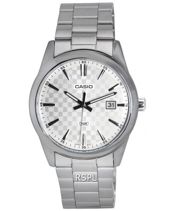 Reloj Casio analógico de acero inoxidable con esfera plateada de cuarzo MTP-VD03D-7A MTPVD03D-7 para hombre