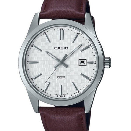 Reloj Casio MTP-VD03L-5A de cuarzo con esfera blanca y correa de cuero analógica estándar para hombre