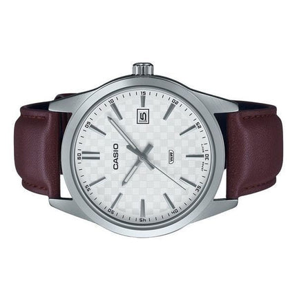 Reloj Casio MTP-VD03L-5A de cuarzo con esfera blanca y correa de cuero analógica estándar para hombre