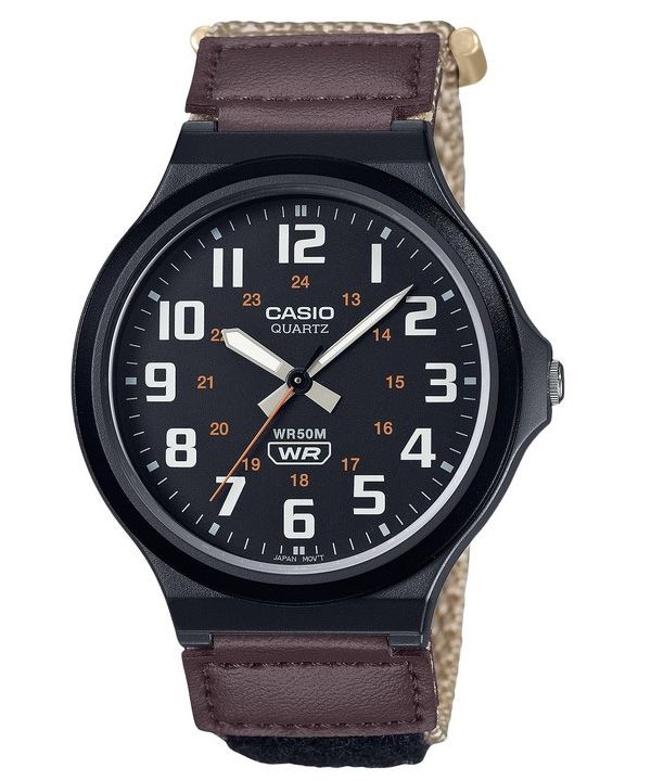 Reloj Casio MW-240B-5BV de cuarzo con esfera negra y correa de tela analógica estándar para hombre