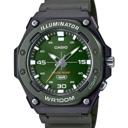 Reloj para hombre Casio MW-620H-3AV 100M con correa de resina analógica estándar y esfera verde de cuarzo