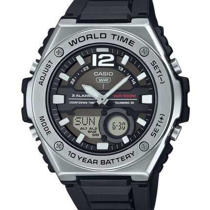 Reloj Casio estándar analógico digital con correa de resina y esfera negra de cuarzo MWQ-100-1AV 100M para hombre