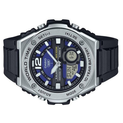 Reloj Casio estándar analógico digital con correa de resina y esfera azul de cuarzo MWQ-100-2AV 100M para hombre