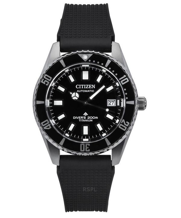 Reloj automático Citizen Promaster Fujitsubo Super Titanium con correa de poliuretano y esfera negra NB6021-17E para buceo a 200