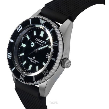 Reloj automático Citizen Promaster Fujitsubo Super Titanium con correa de poliuretano y esfera negra NB6021-17E para buceo a 200