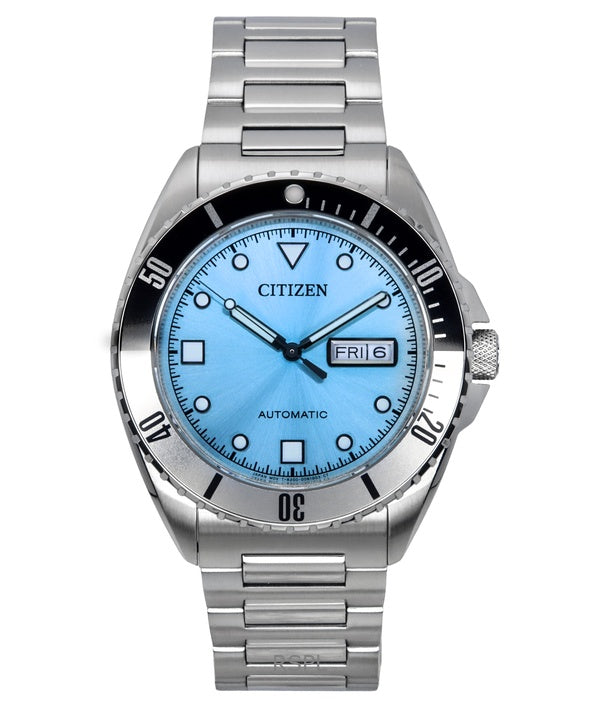 Reloj Citizen Sport de acero inoxidable con esfera azul claro automático NH7530-52L 100M para hombre