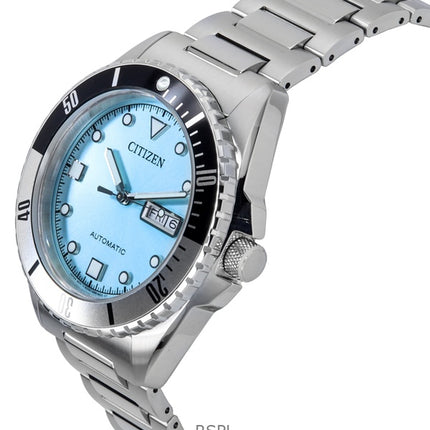 Reloj Citizen Sport de acero inoxidable con esfera azul claro automático NH7530-52L 100M para hombre