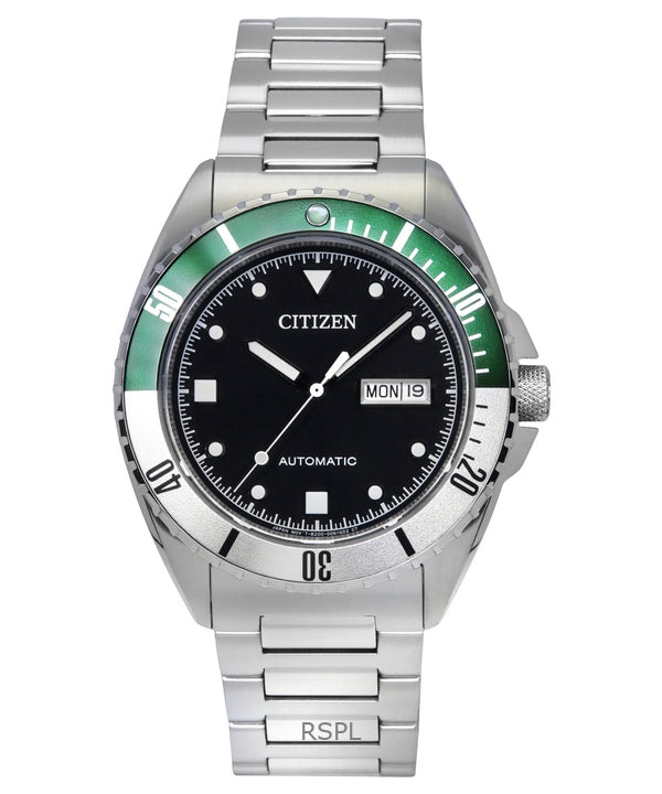 Reloj Citizen Sport automático de acero inoxidable con esfera negra NH7531-50E 100M para hombre