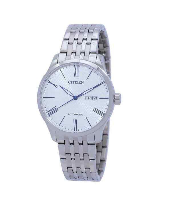 Reloj Citizen automático de acero inoxidable con esfera blanca NH8350-59B para hombre