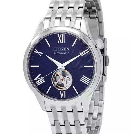 Reloj Citizen automático de acero inoxidable con corazón abierto y esfera azul NH9130-84L para hombre