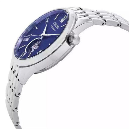 Reloj Citizen automático de acero inoxidable con corazón abierto y esfera azul NH9130-84L para hombre