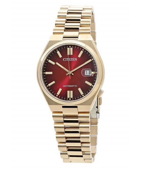 Reloj para hombre Citizen Tsuyosa de acero inoxidable en tono dorado con esfera roja y vino automÃ¡tico NJ0153-82X