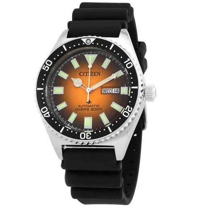 Reloj para hombre Citizen Promaster Marine con correa de caucho y esfera naranja automático Diver&#39,s NY0120-01Z 200M