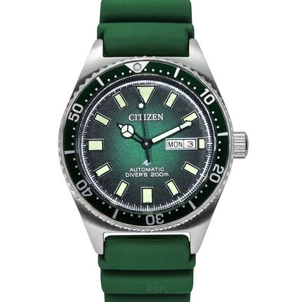 Reloj automático Citizen Promaster para hombre, correa de poliuretano, esfera verde, NY0121-09X, 200 m