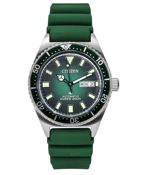 Reloj automático Citizen Promaster para hombre, correa de poliuretano, esfera verde, NY0121-09X, 200 m