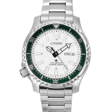 Reloj de buceo automático Citizen Promaster Marine de edición limitada con esfera blanca NY0168-64A 200M para hombre con correa