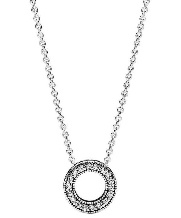 Collar con círculo pavé con logotipo de Pandora 397436CZ-45 para mujer