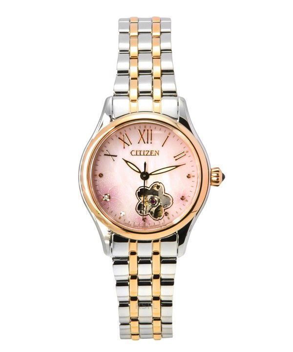 Reloj automático PR1044-87Y para mujer con esfera de corazón abierto y detTodoss de diamantes en color rosa de Citizen Edición li