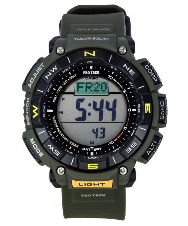 Reloj Casio Pro Trek Digital Verde con base biológica y correa de resina Tough Solar PRG-340-3 100M para hombre