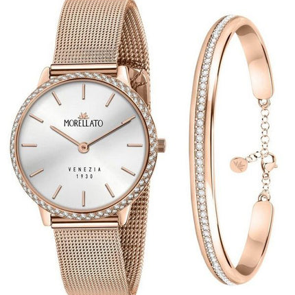 Morellato 1930 Just Time Rose Gold Silver Dial Quartz R0153161504 Women's Watch With Free Bracelet