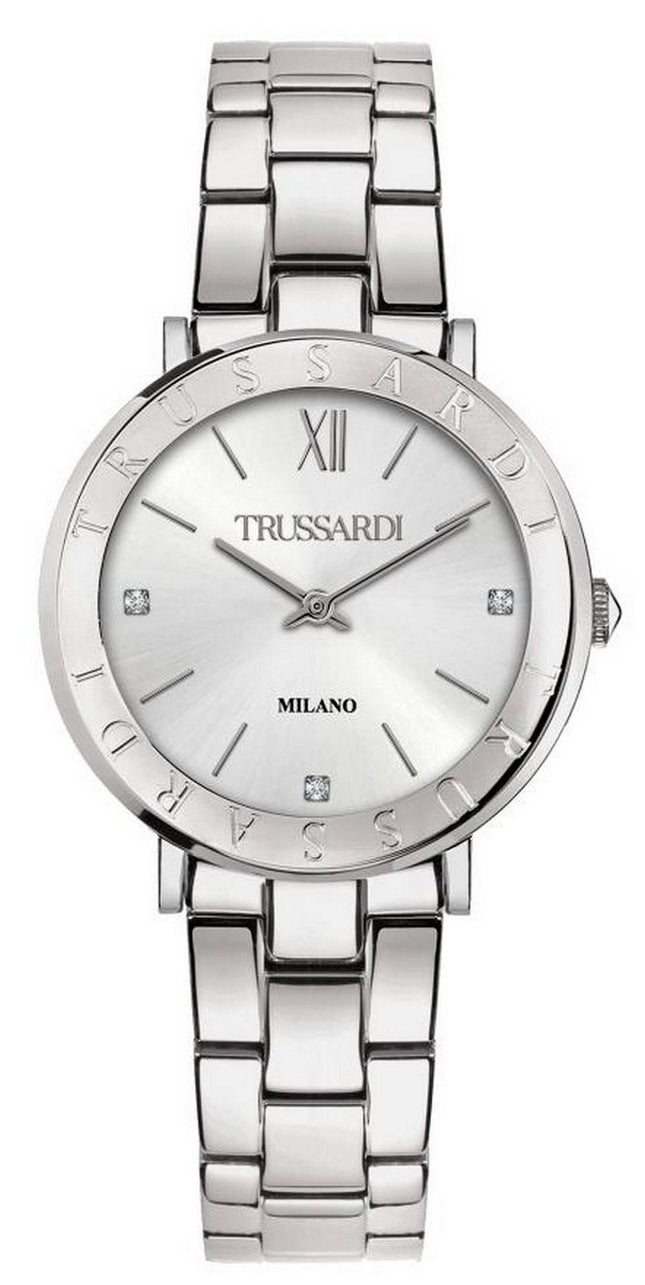 Trussardi T-Vision Crystal Accents Reloj de cuarzo de acero inoxidable R2453115508 para mujer