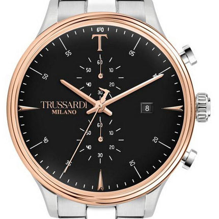 Trussardi T-Complicity Cronógrafo Esfera negra Acero inoxidable Cuarzo R2473630002 Reloj para hombre