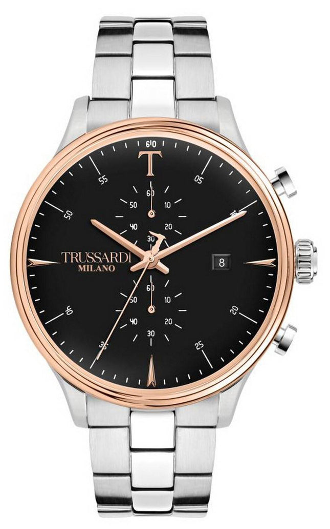 Trussardi T-Complicity Cronógrafo Esfera negra Acero inoxidable Cuarzo R2473630002 Reloj para hombre