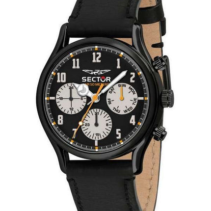 Sector 660 esfera negra correa de cuero cuarzo R3251517001 reloj para hombre