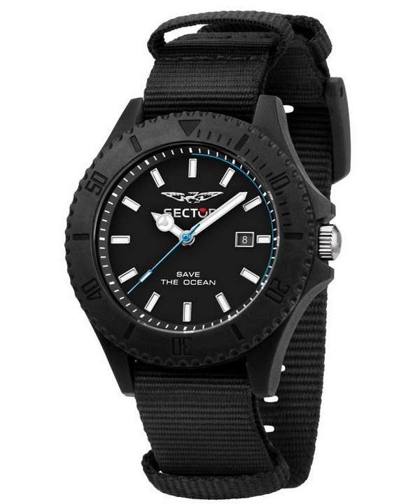 Sector Save The Ocean, esfera negra mate, cuarzo, R3251539002, reloj para hombre