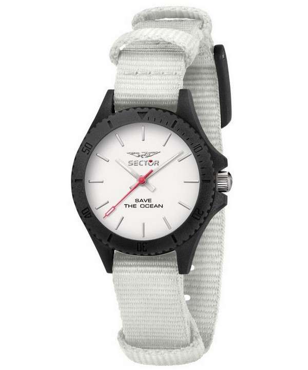 Sector Save The Ocean esfera blanca reciclar correa para mascotas cuarzo R3251539503 reloj para mujer