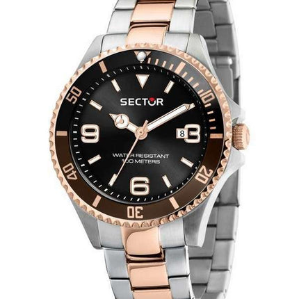 Sector 230 esfera negra dos tonos acero inoxidable cuarzo R3253161019 100M reloj para hombre