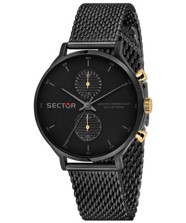 Sector 370 esfera negra acero inoxidable cuarzo R3253522001 reloj para hombre