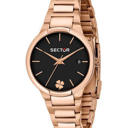 Sector 665 esfera negra tono oro rosa acero inoxidable cuarzo R3253524503 reloj para mujer