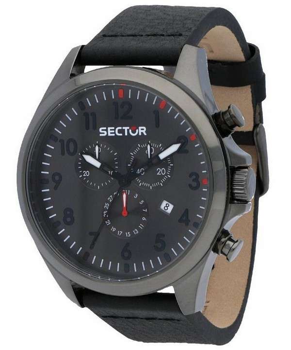 Sector 180 Cronógrafo Sunray Gun Dial Correa de cuero Cuarzo R3271690026 100M Reloj para hombre