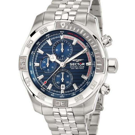 Sector Diving Team Cronógrafo Esfera azul Acero inoxidable Diver&#39,s Quartz R3273635001 300M Reloj para hombre