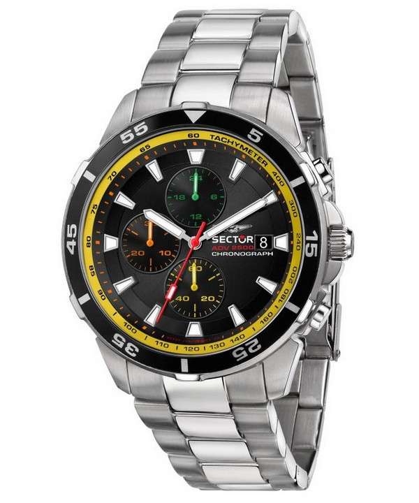 Sector ADV2500 Cronógrafo Esfera negra Acero inoxidable Cuarzo R3273643006 100M Reloj para hombre