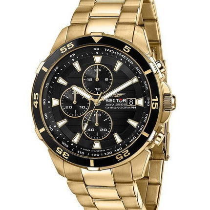 Sector ADV2500 Chronograph Gold Tone Stainless Steel Black Dial Quartz R3273643008 100M Men's Watch